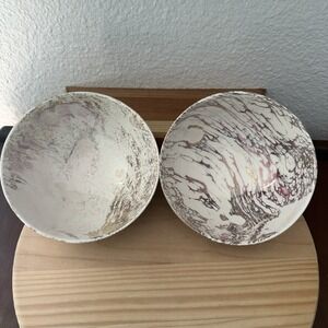 Sascha Brastoff Surf Ballet Bowls Footed Mid Century Modern Gold Marble Pair 2